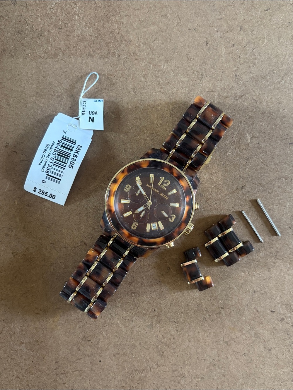 Michael Kors Tortoiseshell and Gold Women's Bracelet Watch